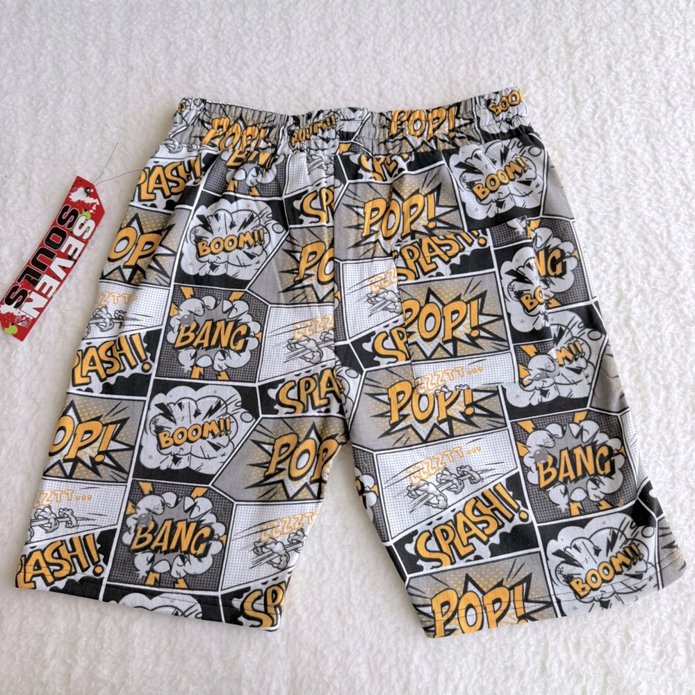 Seven Souls Men's Junior Comic Book Style Graphic Shorts, Elastic Waist, M